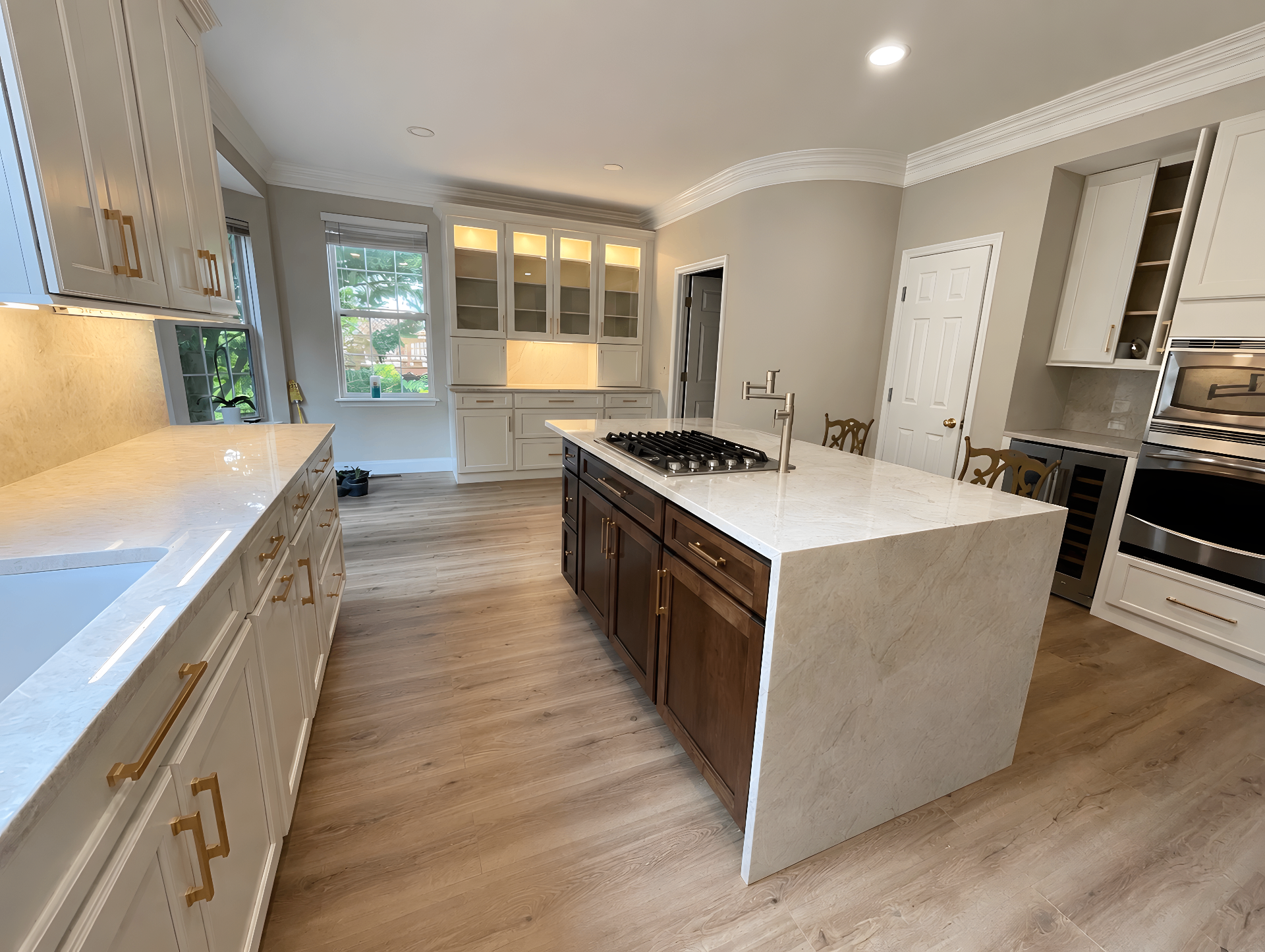 Custom kitchen remodel with quartz island